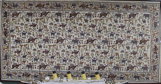 An animal tapestry wall hanging